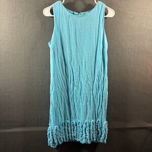 taylor women linen tank dress 6 blue coastal beach vacation tropical boho